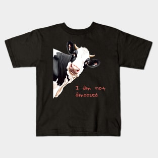 I Am Not Amoosed Pun Cartoon Style Cow Kids T-Shirt